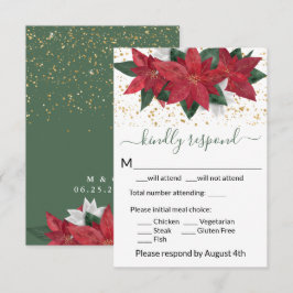 Elegante Navidades de Poinsettia Boda Tarjeta RSVP