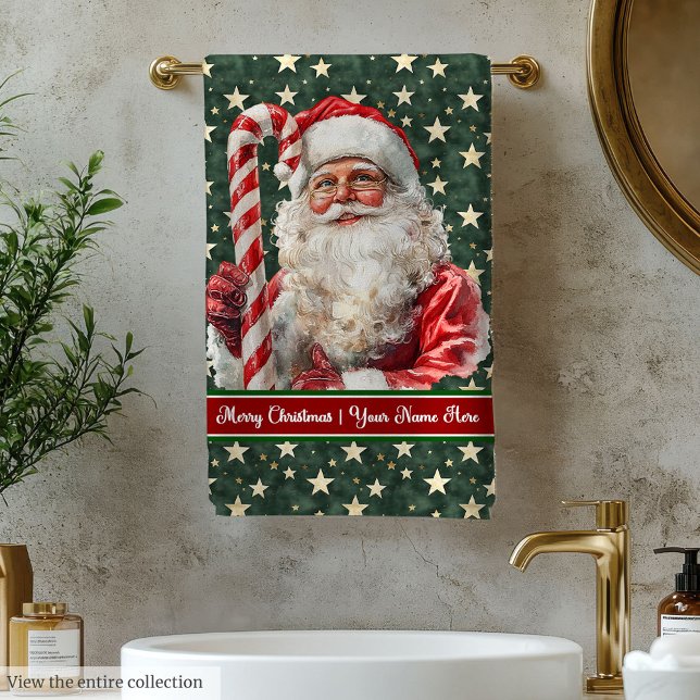 Elegante Navidades de toallas de baño de Santa Cla (Elegant Santa Claus Bath Towel Christmas Set)