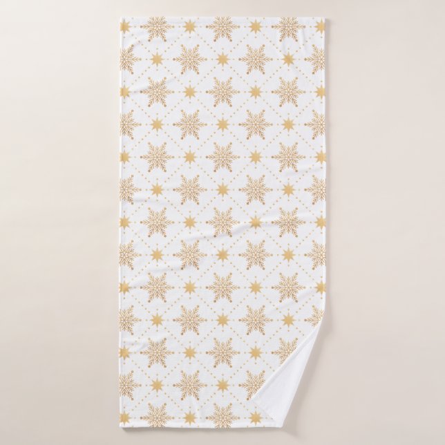 Elegante Navidades Faux Gold Snowflakes Patttern (Toalla de baño)