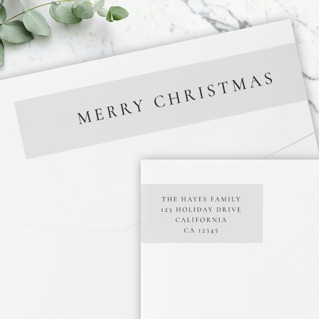 Elegante Navidades mínimos Domina la dirección de  (Add sophistication with this minimalist Merry Christmas wrap label)