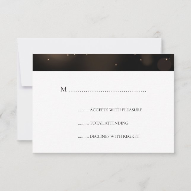 Elegante Navidades negros y dorados Boda RSVP (Anverso)