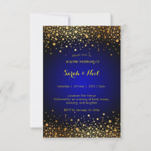 Elegante Navy Blue Gold Invitación a la boda popul