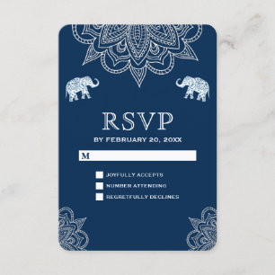 Elegante Navy Blue Henna Boda India RSVP
