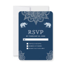 Elegante Navy Blue Henna Boda India RSVP