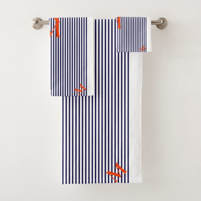 Elegante Navy Náutico Y Blanco Rayado Vertical  (In situ)