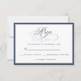 Elegante Navy Simple y RSVP Blanco