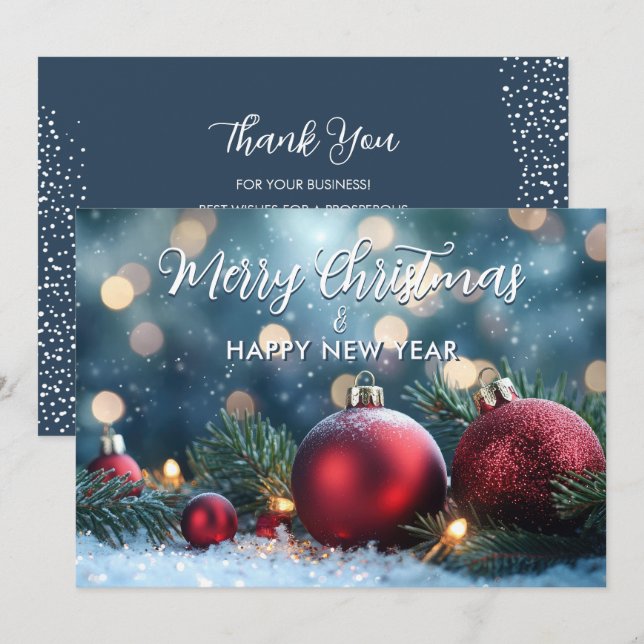 Elegante negocio de ornamentos de navidad roja (Anverso / Reverso)