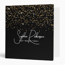 Elegante Negocio de Salón de Glitter Negro y Dorad