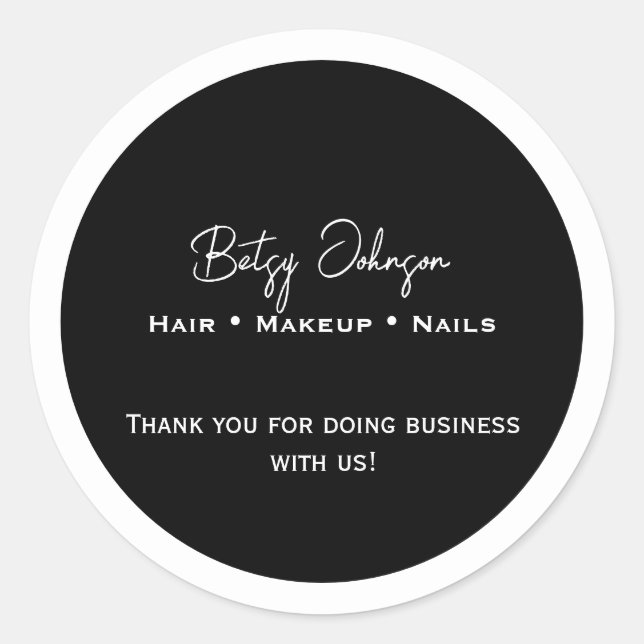 Elegante Negocio y Blanco Gracias Pegatina (Anverso)