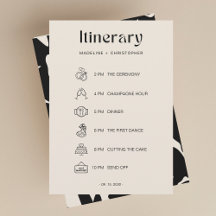 Elegante negrita Boda floral línea de tiempo itine