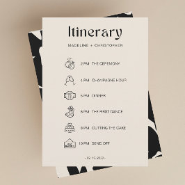 Elegante negrita Boda floral línea de tiempo itine