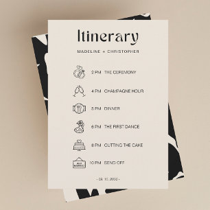 Elegante negrita Boda floral línea de tiempo itine