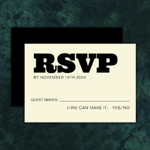 Elegante negrita RSVP Typography Black Ecru Boda