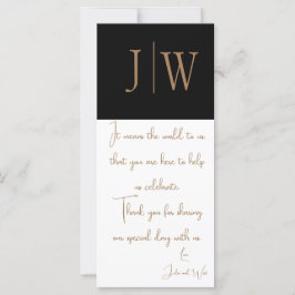 Elegante negro, blanco y boda de oro Gracias