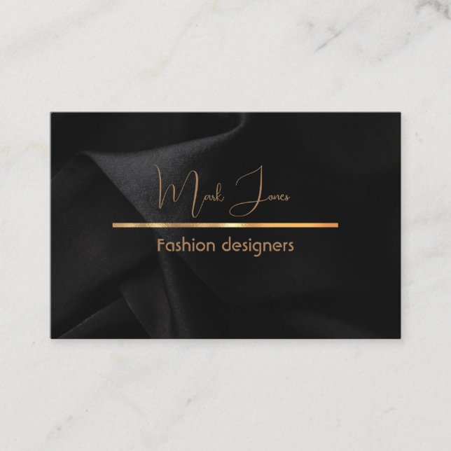 Elegante negro con detalles de oro Tarjeta de visi (Anverso)