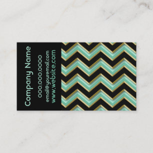 Elegante negro en la tarjeta de visita Aqua ZigZag