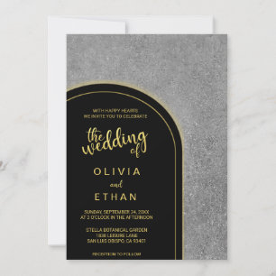 Elegante negro gris dorado rústico Boda Invitación
