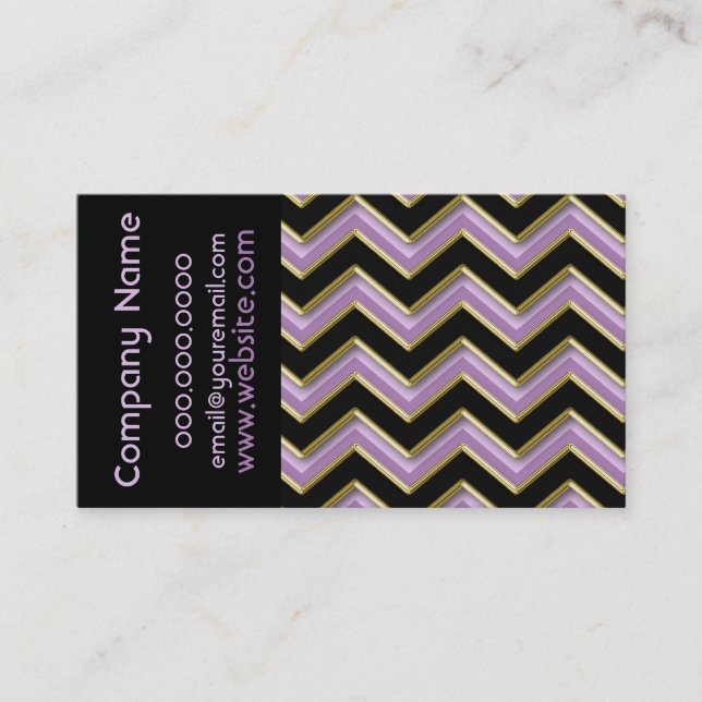 Elegante negro sobre Amethyst ZigZag tarjeta de vi (Anverso)