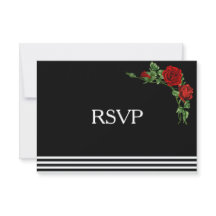Elegante negro y blanco con Red Rose RSVP