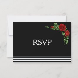 Elegante negro y blanco con Red Rose RSVP