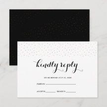 Elegante negro y blanco con tarjeta RSVP de puntos