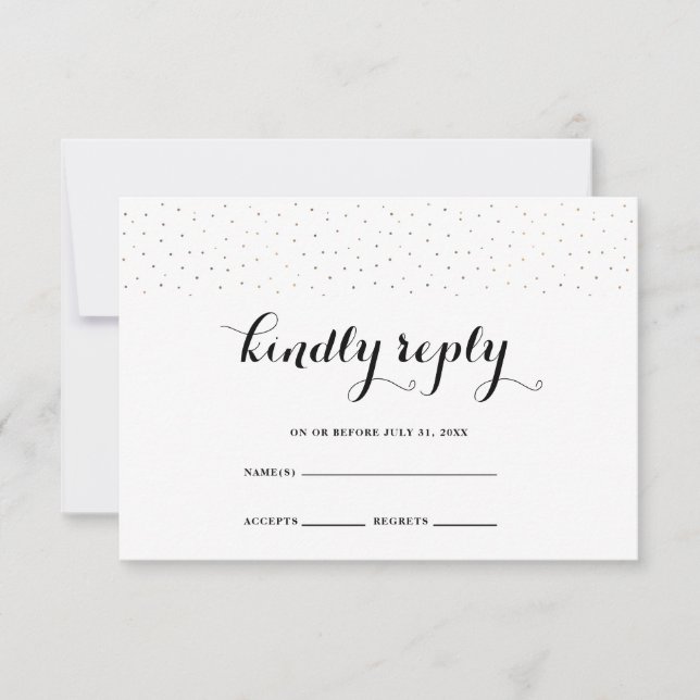 Elegante negro y blanco con tarjeta RSVP de puntos (Anverso)