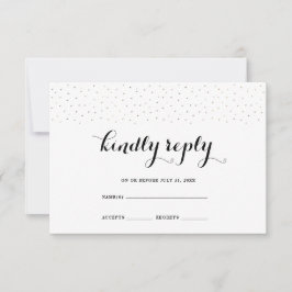 Elegante negro y blanco con tarjeta RSVP de puntos