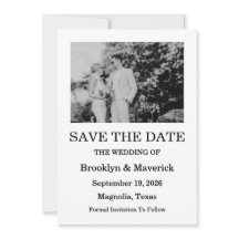 Elegante negro y blanco salven la tarjeta de fotos