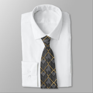 Elegante, Negro Y Dorado, De Corbata Moderna