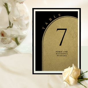 Elegante Negro y Dorado, Número de Mesa de Boda co