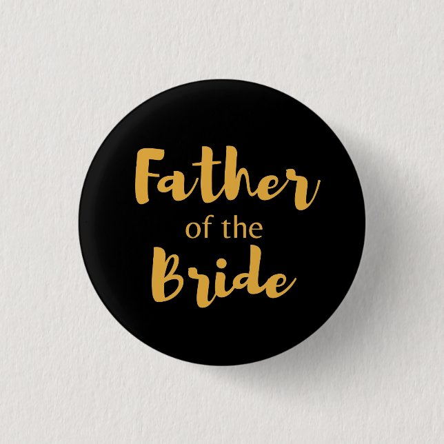 Elegante negro y dorado padre del botón Novia (Anverso)