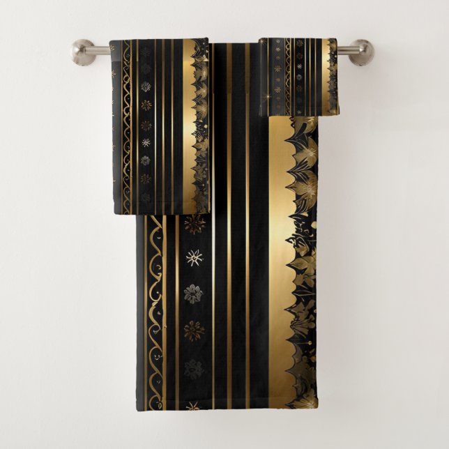 Elegante Negro Y Dorado Vertical Striping (In situ)