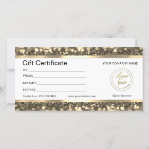 Elegante negro y oro   Certificado de regalo de lo