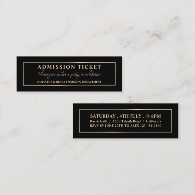 Elegante negro y oro, entrada de admisión (Anverso / Reverso)