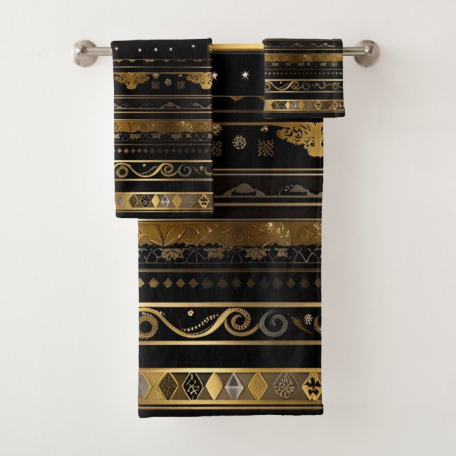 Elegante Negro Y Oro Horizontal Striping (In situ)