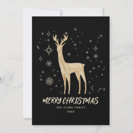 Elegante negro y oro reno Feliz Navidad