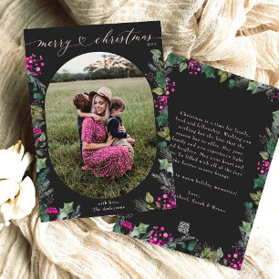 Elegante negro y rosa foto de Boho Feliz Navidad