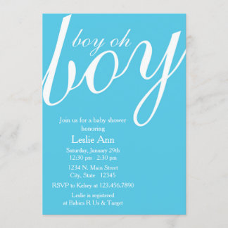 Elegante Niño Oh Niño Azul Invitación Baby Shower