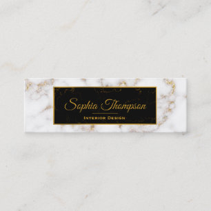 Elegante nombre de mármol blanco de oro - tarjeta