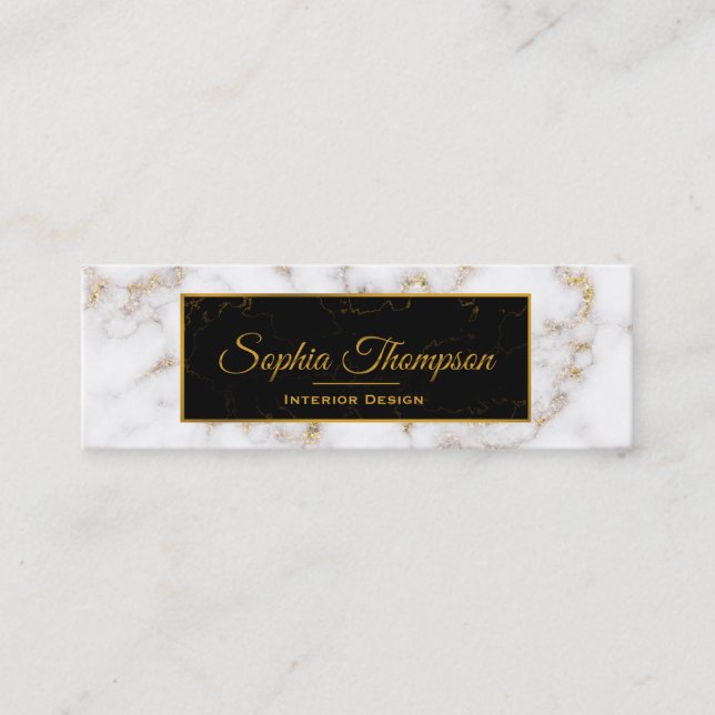 Elegante nombre de mármol blanco de oro - tarjeta  (Anverso)