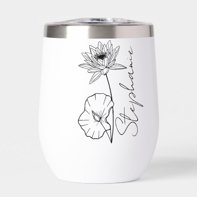 Elegante Nombre de Script Lotus Julio Mes Flor (Frente)