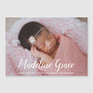 Elegante Nombre del Bebé Script Foto Anuncio de na