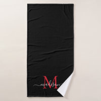 Elegante nombre del guión del monograma rojo negro