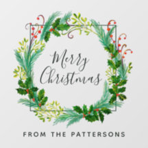 Elegante nombre moderno de familia Wreath Feliz Na