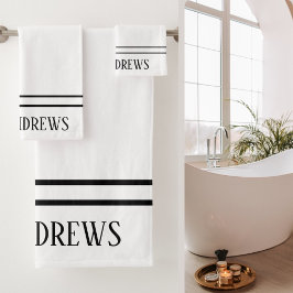 Elegante Nombre Monogramado Blanco Negro Blanco