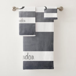 Elegante nombre monogramo rayado gris