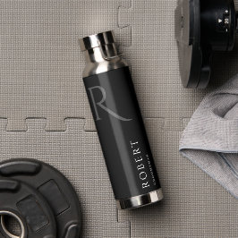 Elegante nombre personalizado negro y botella de a