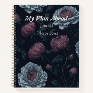 Elegante Nombre Personalizado Peonies Diario Bloc 