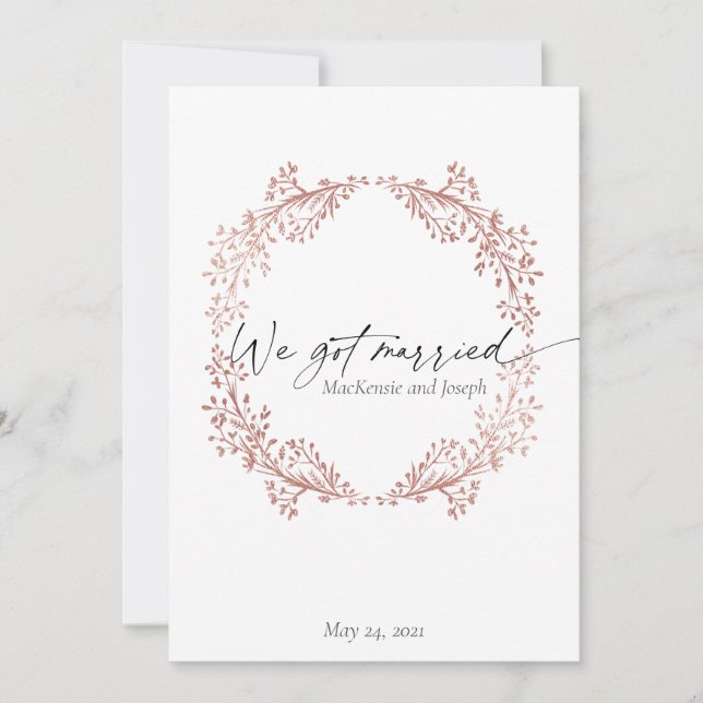 Elegante Nos Casamos Anuncio de Boda Rosa (Anverso)