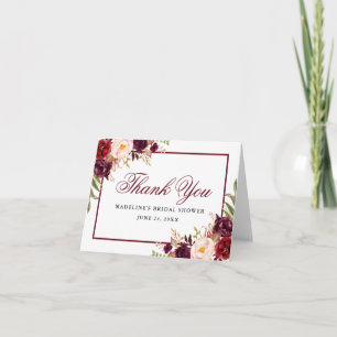 Elegante nota de la ducha nupcial floral de Borgoñ